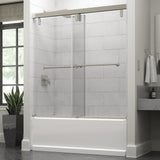 Lyndall 60 x 59-1/4 in. Frameless Mod Soft-Close Sliding Bathtub Door in Chrome with 3/8 in. (10mm) Clear Glass - Super Arbor
