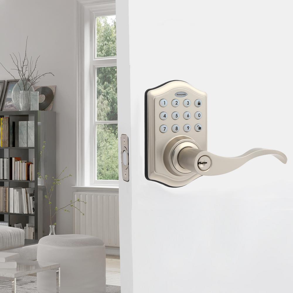 Satin Nickel Keypad Electronic Door Lever Entry Lock - Super Arbor