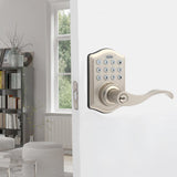 Satin Nickel Keypad Electronic Door Lever Entry Lock - Super Arbor
