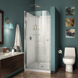 Aqua Fold 36 in. D x 36 in. W x 76 3/4 in. H Frameless Shower Door with Base and Backwalls - Super Arbor