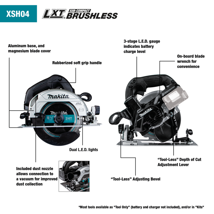 Makita 18V LXT Lithium‑Ion Sub‑Compact Brushless 6‑1/2 in. Cordless Circular Saw (Tool Only)