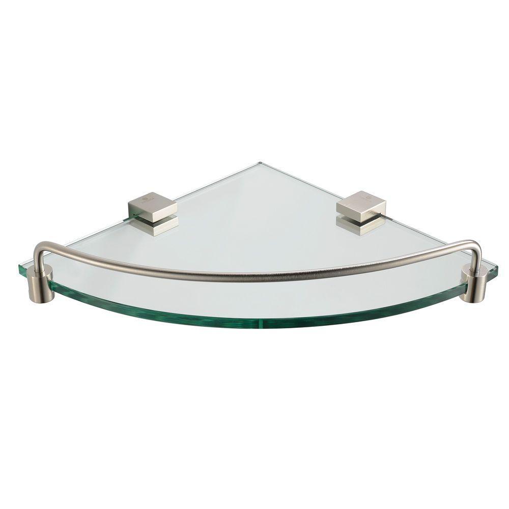 Ottimo 8.5 in. W Corner Glass Shelf in Chrome - Super Arbor