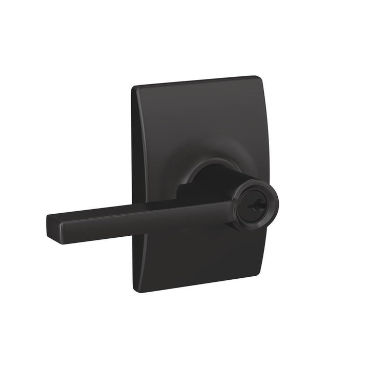 Custom Latitude Matte Black Century Trim Keyed Entry Door Lever - Super Arbor