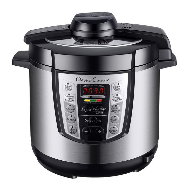 4-in-1 Multi-Function 6 Qt. Silver Electric Pressure Cooker