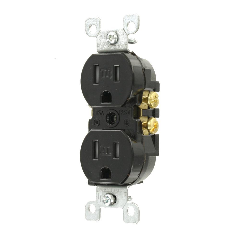 15 Amp Tamper Resistant Duplex Outlet, Black - Super Arbor