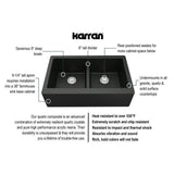 Farmhouse Apron Front Quartz Composite 34 in. Double Bowl Kitchen Sink in Black - Super Arbor