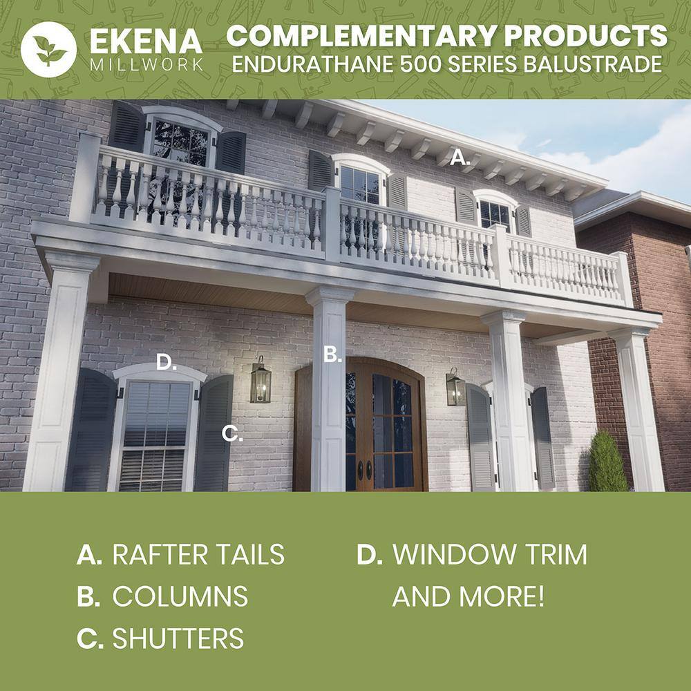 Ekena Millwork Endurathane 500 Series 36 in. H x 2.5 in. W White Resin Stair Baluster