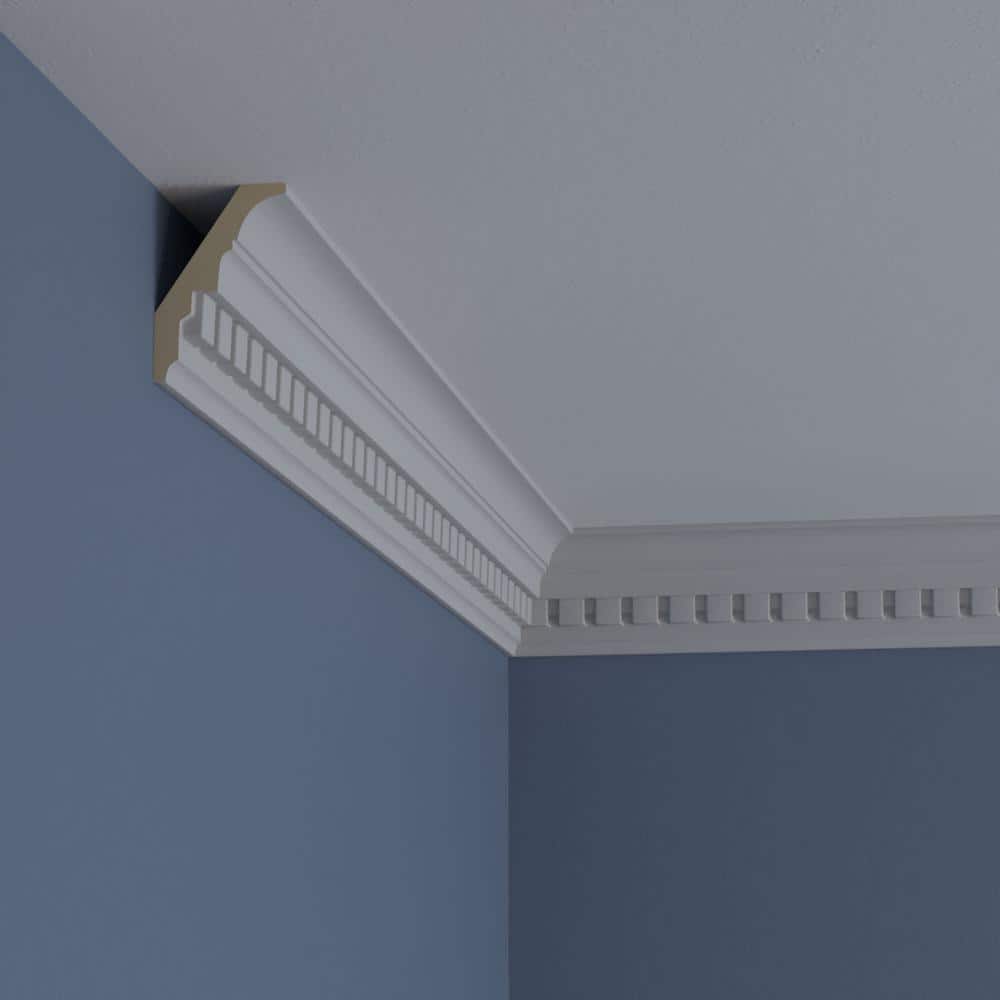 Ekena Millwork 2 in. x 3 in. x 94-1/2 in. Polyurethane Dentil Crown Moulding