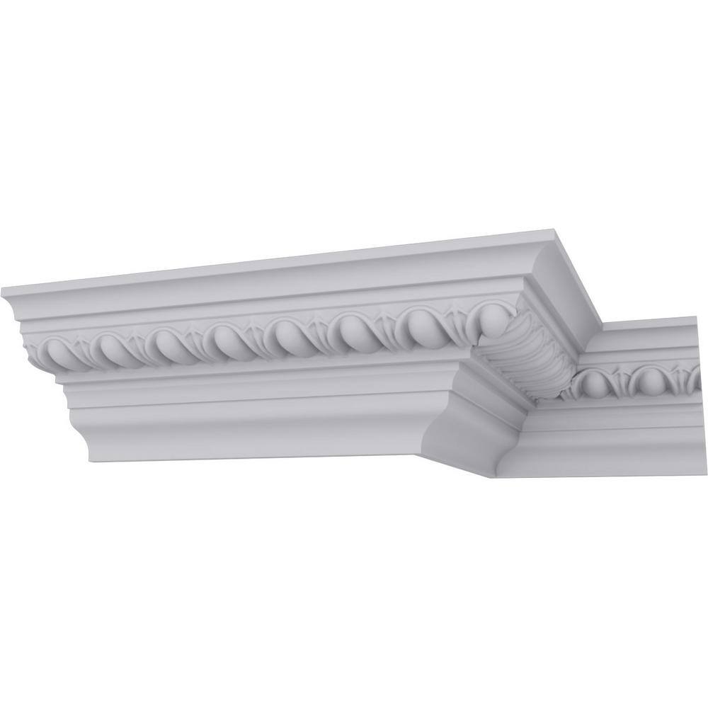 Ekena Millwork 4 in. x 3-3/4 in. x 94-1/2 in. Polyurethane Egg and Dart Crown Moulding