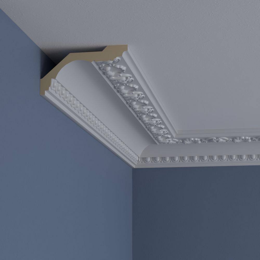 Ekena Millwork 2-3/4 in. x 5-1/8 in. x 94-1/2 in. Polyurethane Artis with Shells Crown Moulding