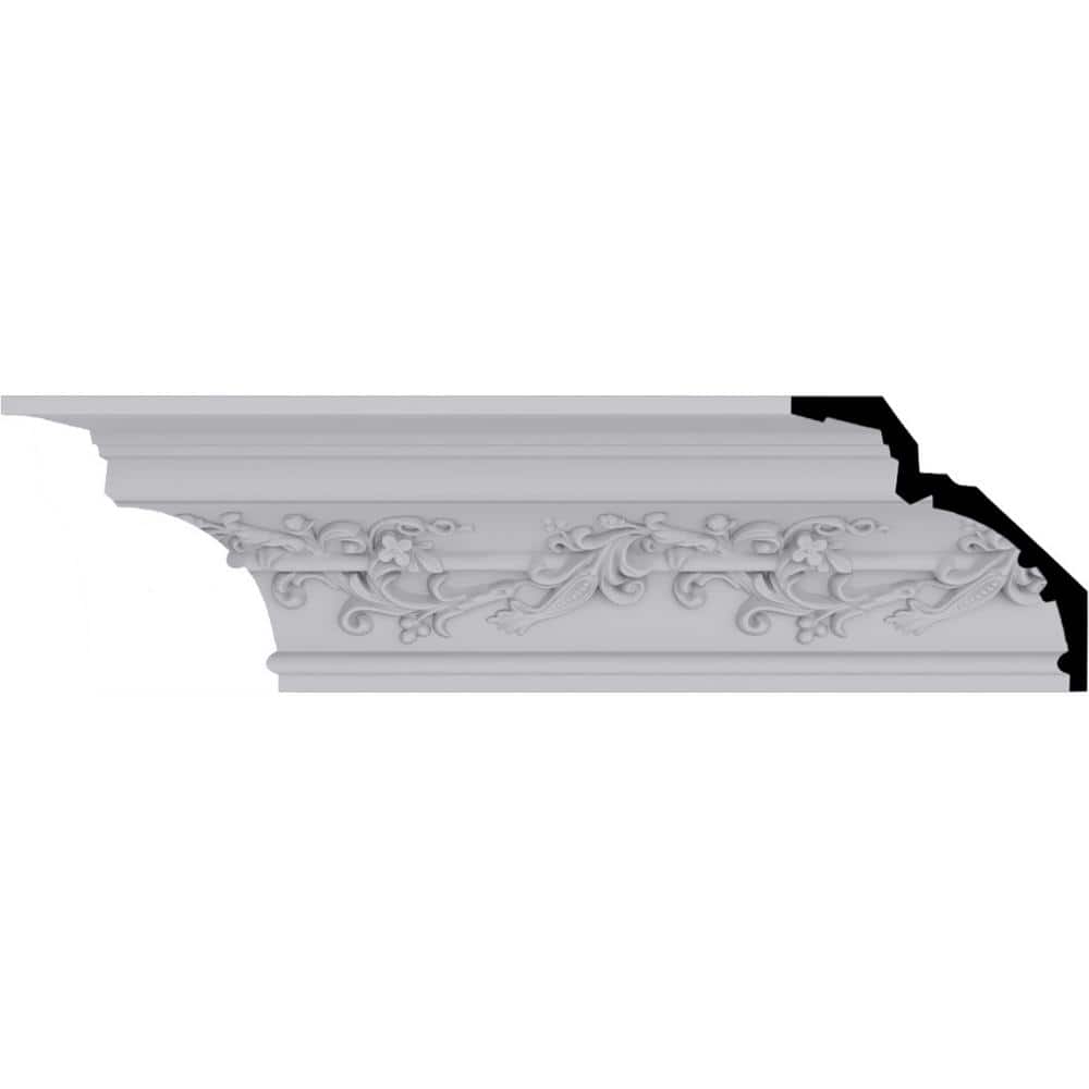 Ekena Millwork 6-1/4 in. x 6-1/4 in. x 94-1/2 in. Polyurethane Hampton Crown Moulding