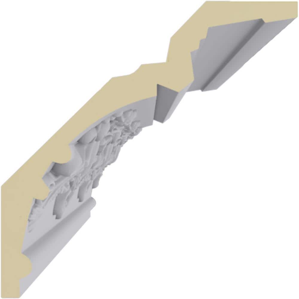 Ekena Millwork 6-1/4 in. x 6-1/4 in. x 94-1/2 in. Polyurethane Hampton Crown Moulding