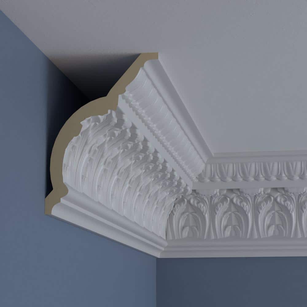 Ekena Millwork 5-1/2 in. x 7-3/4 in. x 94-1/2 in. Polyurethane Odessa Leaf Dentil Crown Moulding