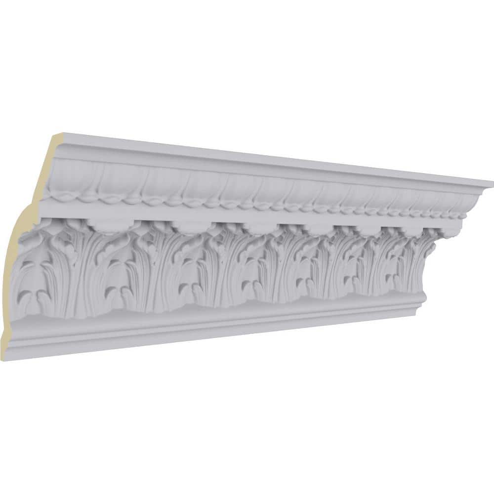 Ekena Millwork 5-1/2 in. x 7-3/4 in. x 94-1/2 in. Polyurethane Odessa Leaf Dentil Crown Moulding