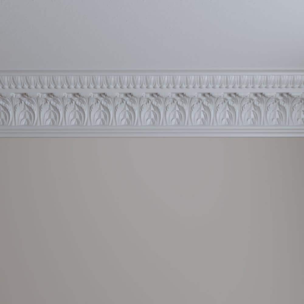 Ekena Millwork 5-1/2 in. x 7-3/4 in. x 94-1/2 in. Polyurethane Odessa Leaf Dentil Crown Moulding