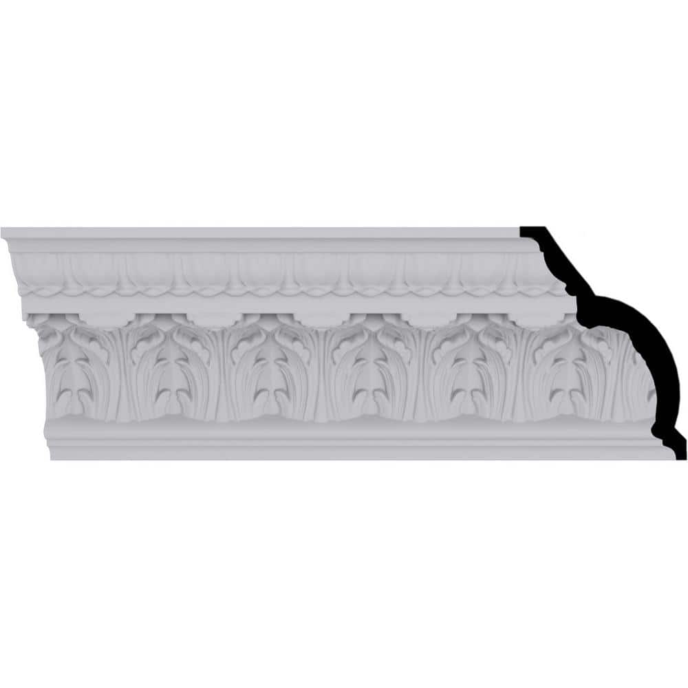 Ekena Millwork 5-1/2 in. x 7-3/4 in. x 94-1/2 in. Polyurethane Odessa Leaf Dentil Crown Moulding