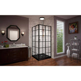 DreamLine French Corner 36 in. W x 36 in. D x 74.75 in. H Framed Shower Enclosure and Shower Base Kit in Matte Black