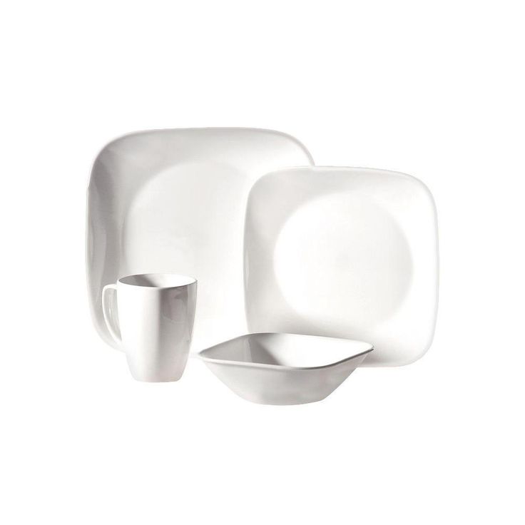 16-Piece Patterned White Glass Dinnerware Set (Service for 4)