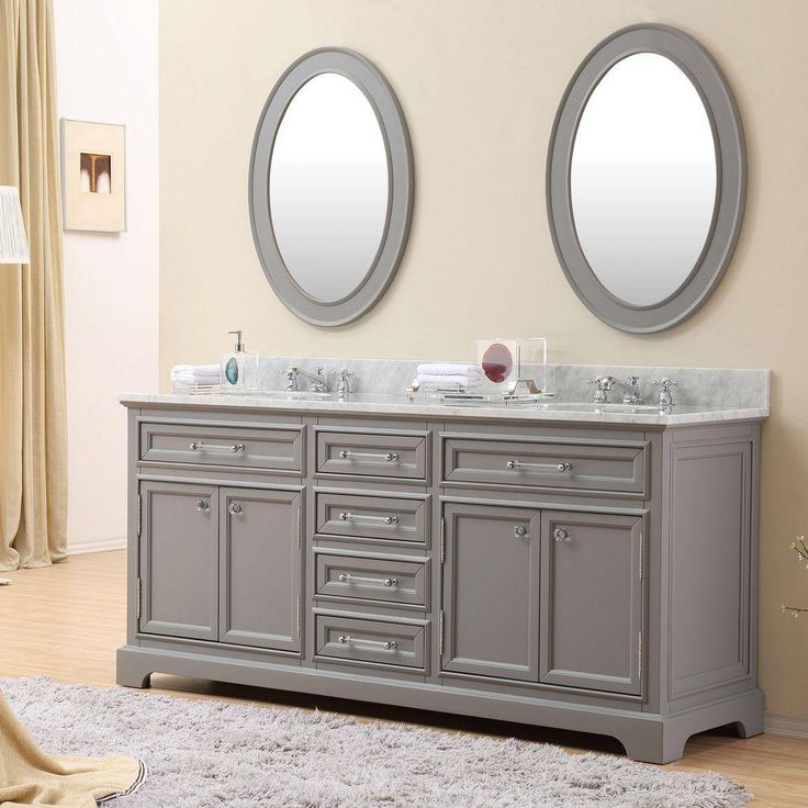 72 in. W x 21.5 in. D x 34 in. H Vanity in Cashmere Grey with Marble Vanity Top in Carrara White
