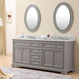 72 in. W x 21.5 in. D x 34 in. H Vanity in Cashmere Grey with Marble Vanity Top in Carrara White