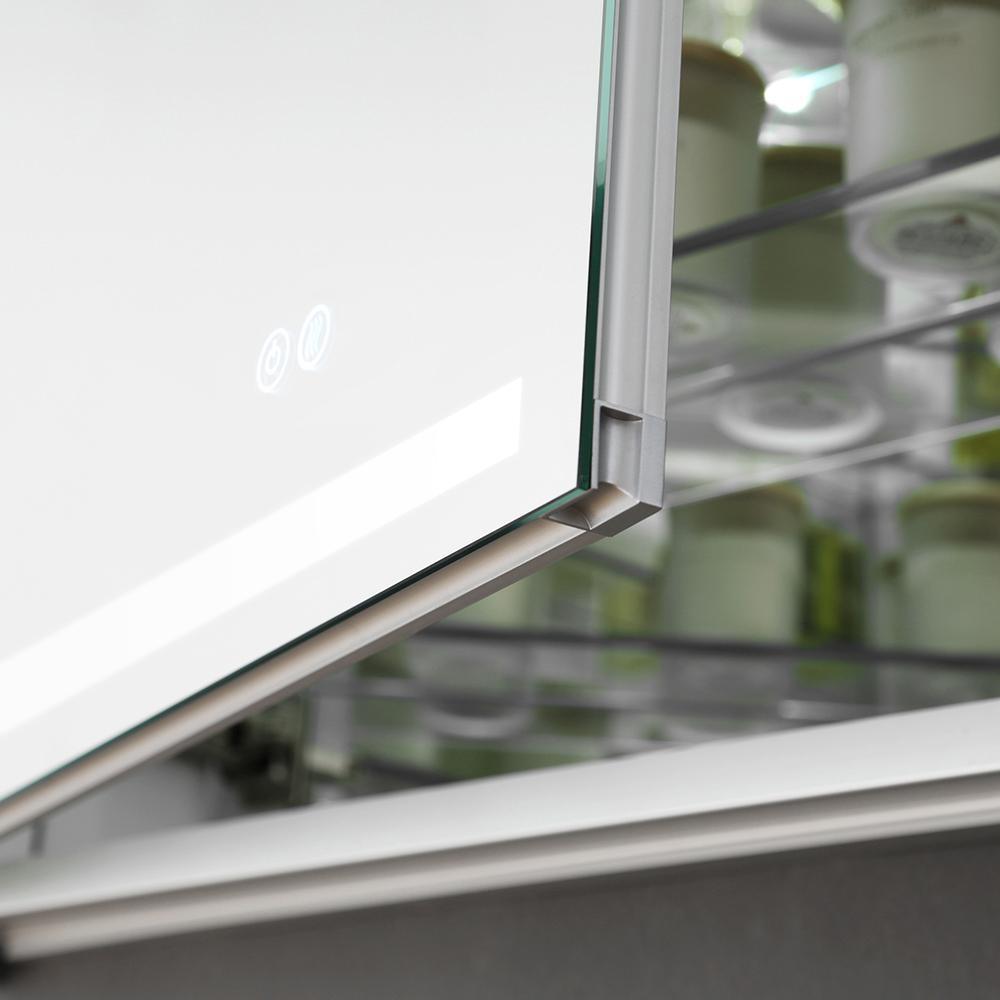 Spazio 30 in. W x 36 in. H Recessed or Surface Mount Medicine Cabinet with LED Lighting and Mirror Defogger - Super Arbor