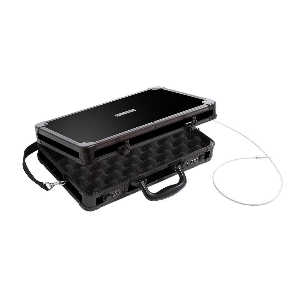 Locking Gun Case with Security Tether and Hard-Sided in Tactical Black - Super Arbor