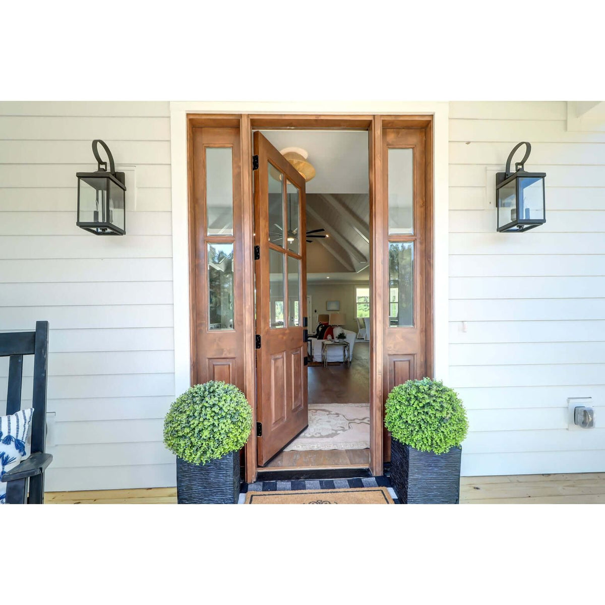 Krosswood Doors 32 in. x 80 in. Rustic Knotty Alder 4-Lite Clear Glass 2-Panel Unfinished Wood Front Door Slab