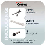 FastenMaster Collated Cortex Hidden Fastening System for Veranda Trim – 2 inch Cortex screws and plugs – Smooth (250 LF)