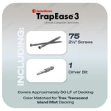 FastenMaster TrapEase 3 Deck Screws for Trex Select Decking – 2-1/2 inch color matched deck screws – Pebble (75 Pack)