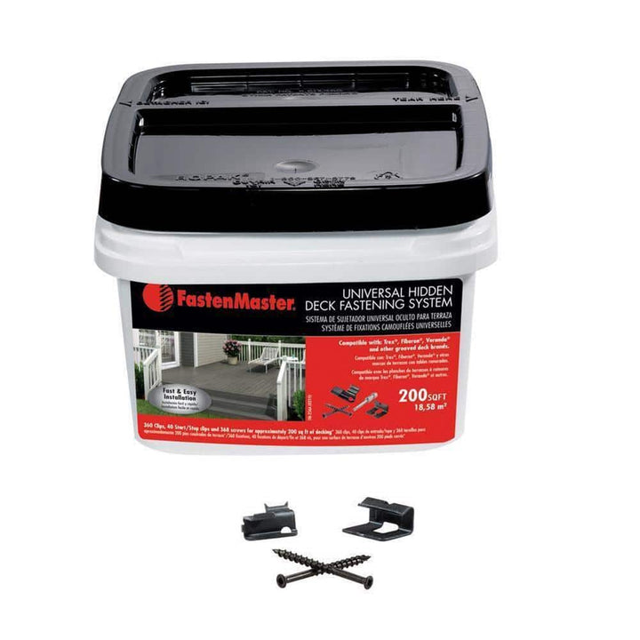 FastenMaster Universal Hidden Deck Fastening System – Stainless steel hidden deck screws and clips – Black (200 SF)