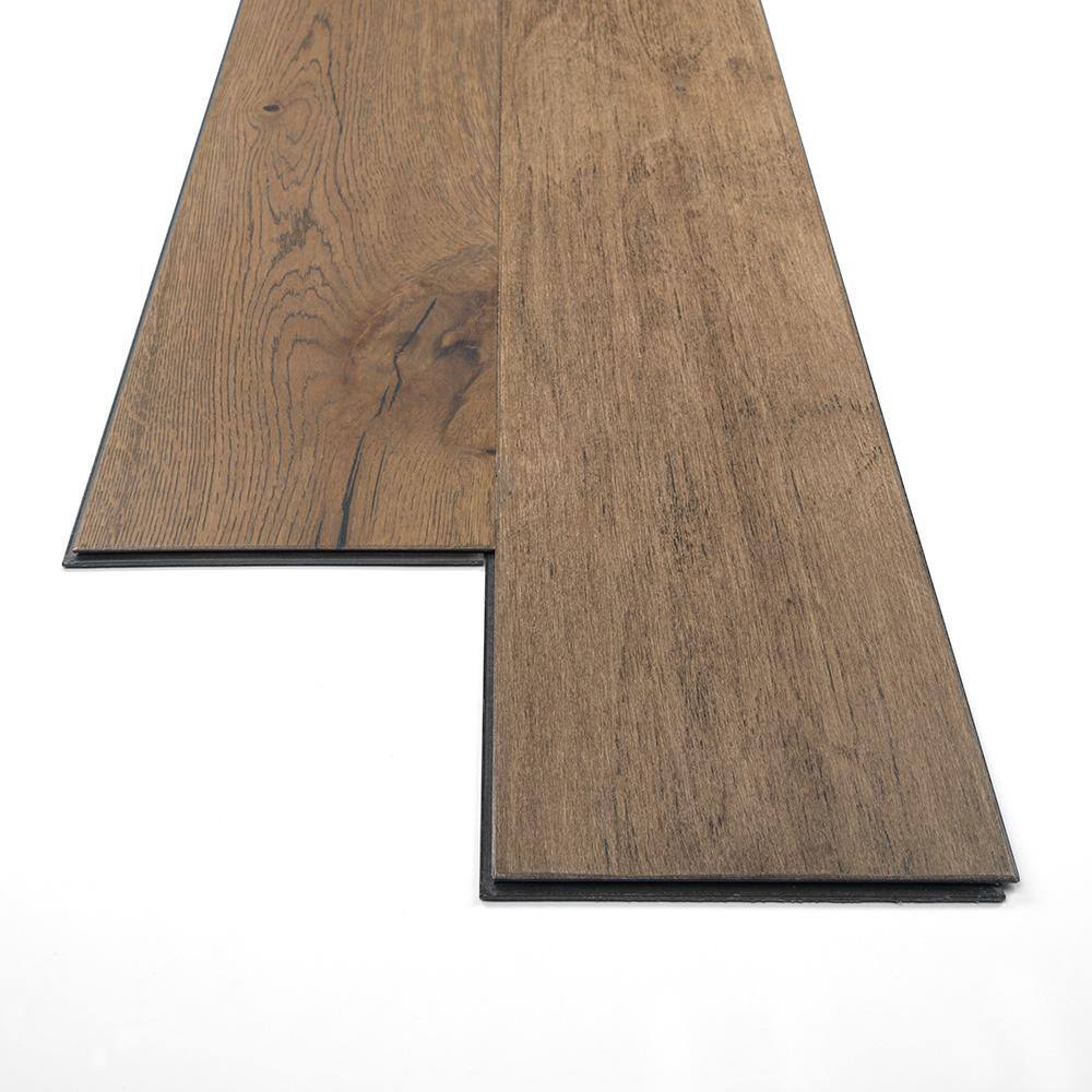 Sure+ Fawn Brown Birch Birch 1/4 in. T x 6.5 in. W Click Lock Wire Brushed Engineered Hardwood Flooring (21.7 sq.ft./case)