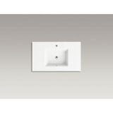 Ceramic/Impressions 37 in. Single Faucet Hole Vitreous China Vanity Top with Basin in White Impressions - Super Arbor