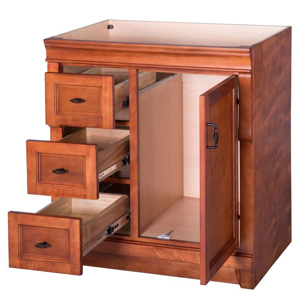 Naples 30 in. W 21.63 in. D Vanity Cabinet Only in Warm Cinnamon with Left Hand Drawers - Super Arbor