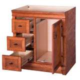 Naples 30 in. W 21.63 in. D Vanity Cabinet Only in Warm Cinnamon with Left Hand Drawers - Super Arbor
