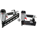 15-Gauge Pneumatic 2-1/2 in. Angled Finish Nailer Kit with Bonus 18-Gauge Brad Nailer Kit - Super Arbor