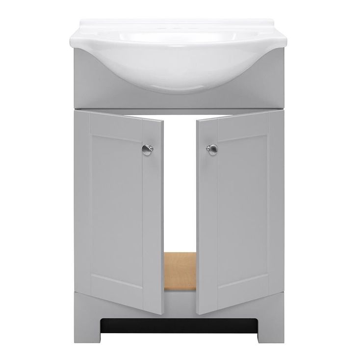 Style Selections Euro 25-in Gray Single Sink Bathroom Vanity with White Cultured Marble Top