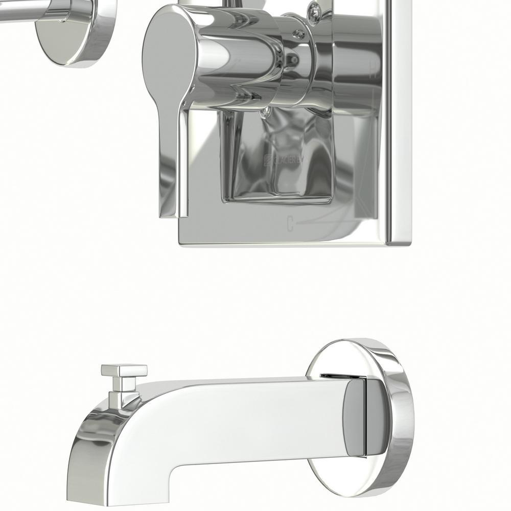 Modern Single-Handle 1-Spray Tub and Shower Faucet in Chrome (Valve Included) - Super Arbor