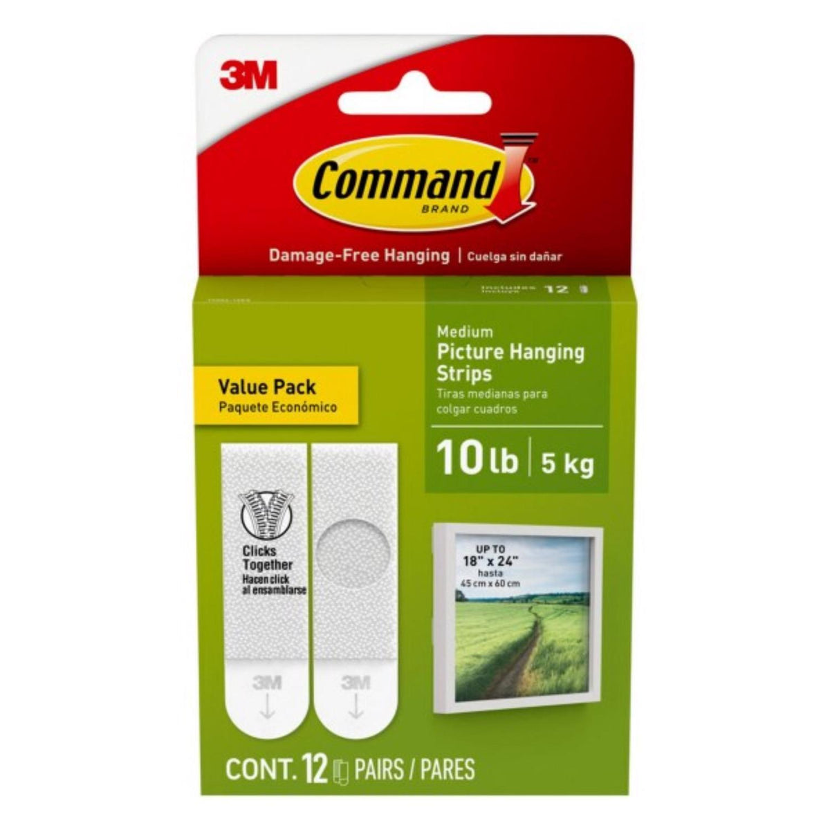 3M Command White Medium Picture Hanging Strips, 12 Pairs (Value Pack)