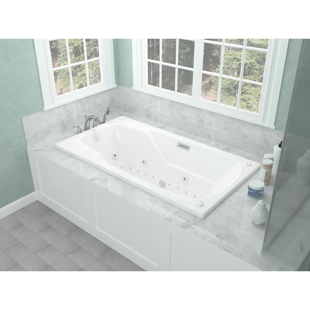 Coral Diamond Series 6 ft. Left Drain Rectangular Drop-in Whirlpool and Air Bath Tub in White - Super Arbor