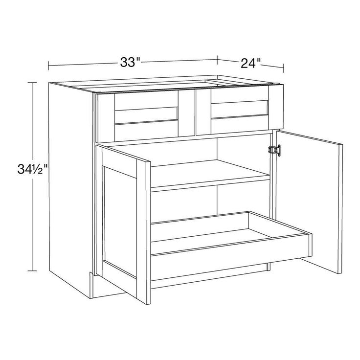 Home Decorators Collection Washington 33 in. W x 24 in. D x 34.5 in. H Assembled Plywood Base Kitchen Cabinet in Onyx with Soft Close Doors