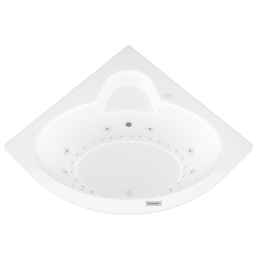 Jasper Diamond 5 ft. Acrylic Corner Drop-in Air and Whirlpool Bathtub in White - Super Arbor