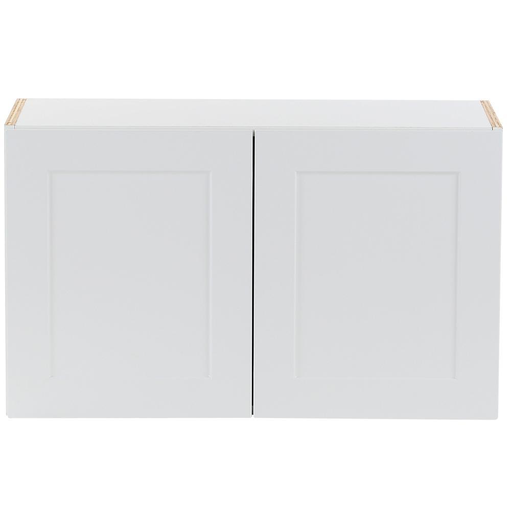 Cambridge Shaker Assembled 27x30x12 in. All Plywood Wall Cabinet with 2 Soft Close Doors in White - Super Arbor