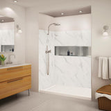 Expressions 32 in. x 60 in. x 72 in. 3-Piece Easy Up Adhesive Alcove Shower Wall Surround in White - Super Arbor