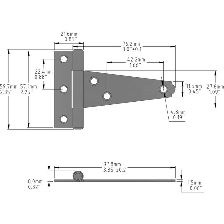 Everbilt 3 in. x 3 in. Black Gate Tee Surface Mount Hinge (2-Pack)