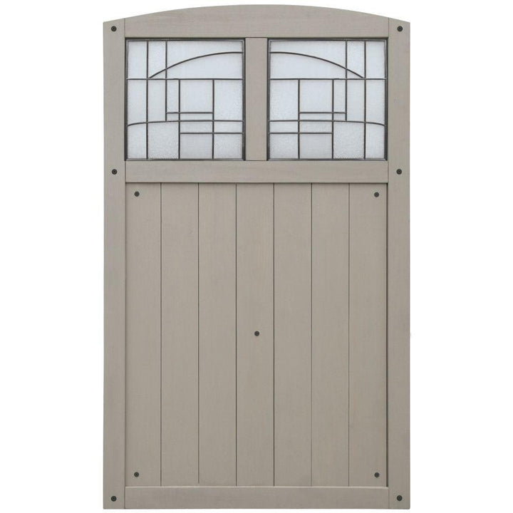 Baycrest 3.5 ft. x 5.6 ft. Wood Fence Gate with Faux Glass Insert - Super Arbor