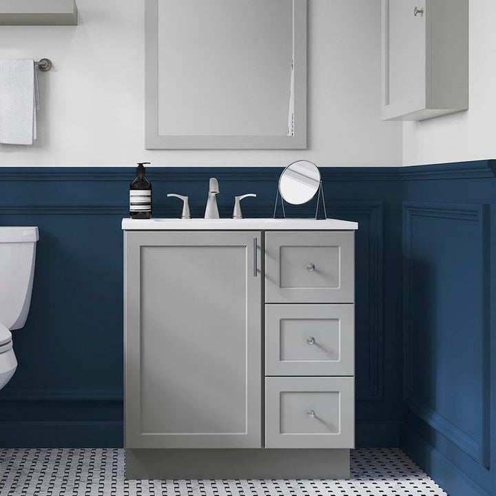 Style Selections Davies 30-in Gray Single Sink Bathroom Vanity with White Cultured Marble Top (Mirror Included)