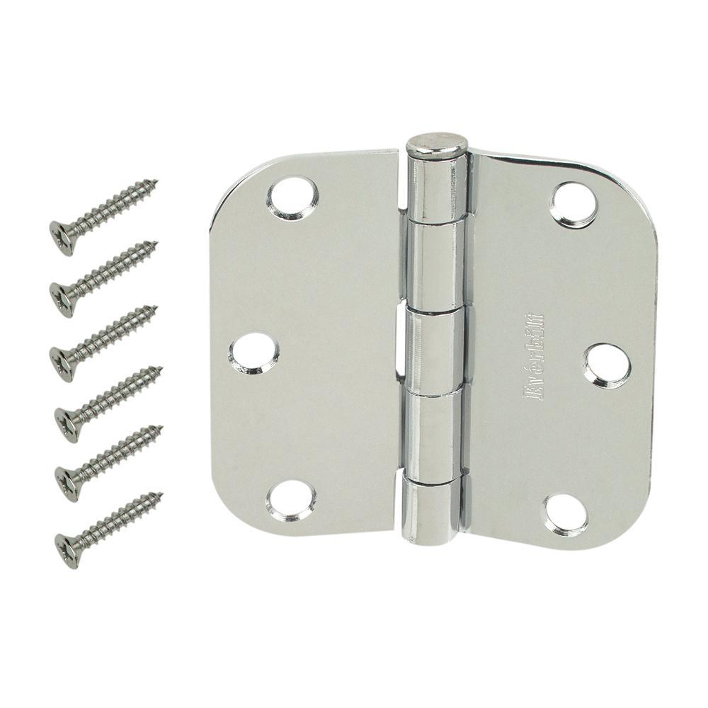 3-1/2 in. Chrome Square Corner Door Hinge - Super Arbor