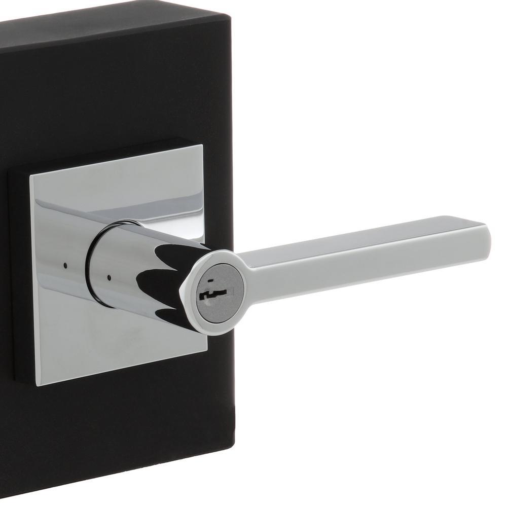 Halifax Square Polished Chrome Entry Door Lever Featuring SmartKey Security - Super Arbor