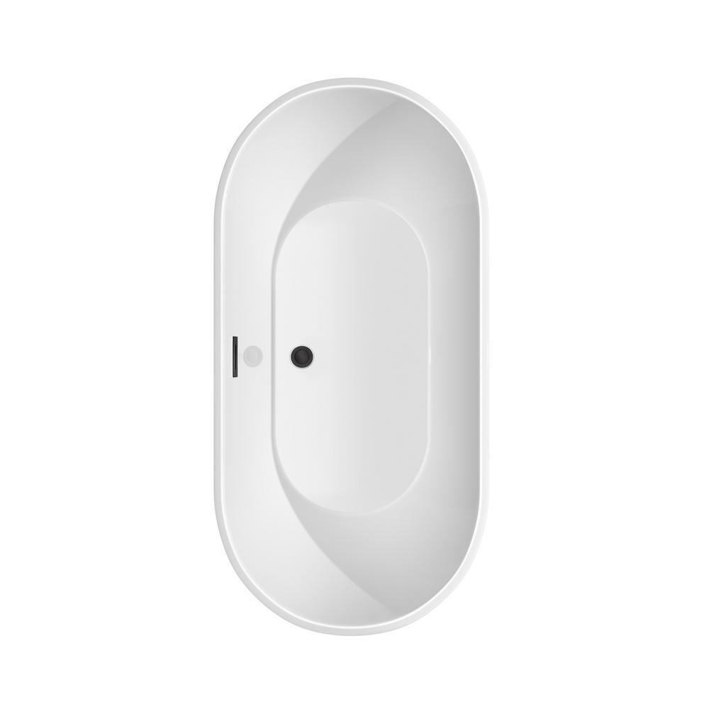 Brooklyn 60 in. Acrylic Flatbottom Bathtub in White with Matte Black Trim - Super Arbor