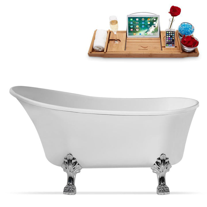63 in. Acrylic Clawfoot Non-Whirlpool Bathtub in White - Super Arbor